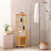 Bamboo Storage Cabinet with Shelf & Hook – Bathroom Floor Cupboard