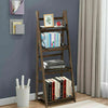 Retro 4-Tier Wooden Ladder Bookcase – Folding Bookshelf Plant Stand