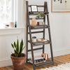 Retro 4-Tier Wooden Ladder Bookcase – Folding Bookshelf Plant Stand