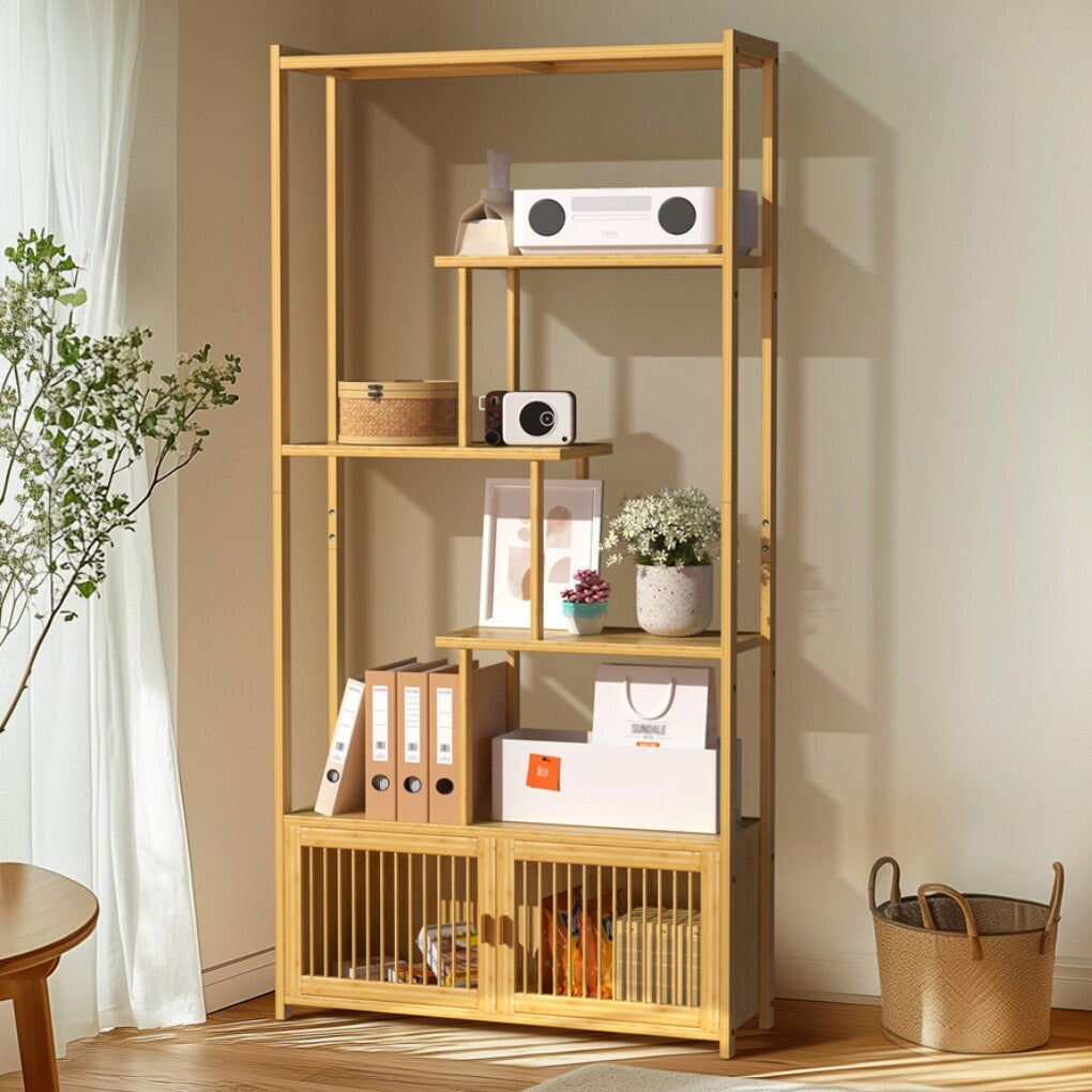 6-Tier Bamboo Shelf Unit – Freestanding Storage Bookcase & Plant Display Stand