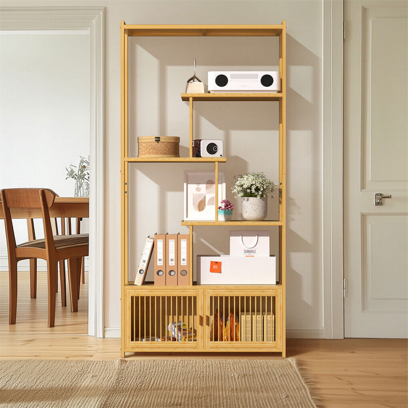 6-Tier Bamboo Shelf Unit – Freestanding Storage Bookcase & Plant Display Stand