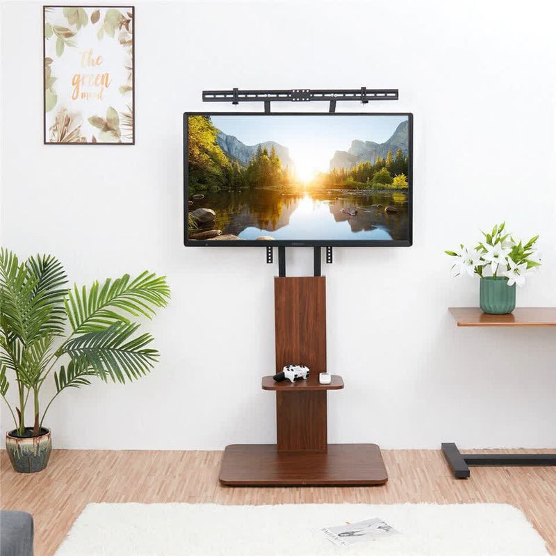 Adjustable TV Floor Stand for 32"–65" TVs – Corner Mount with Wood Base