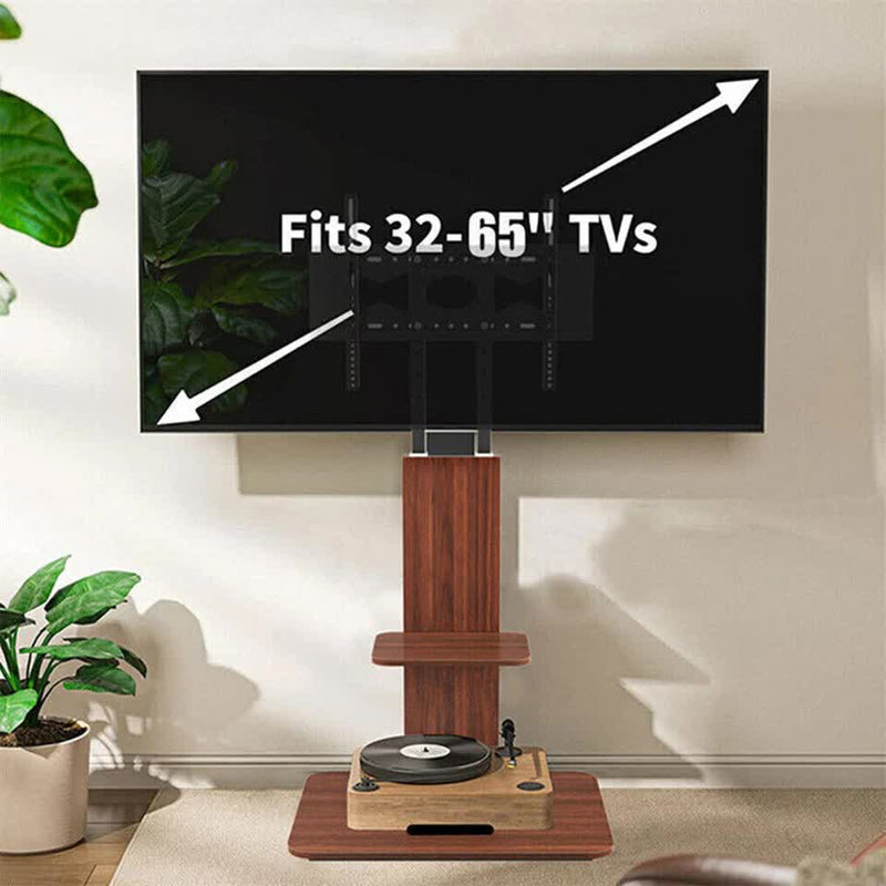 Adjustable TV Floor Stand for 32"–65" TVs – Corner Mount with Wood Base