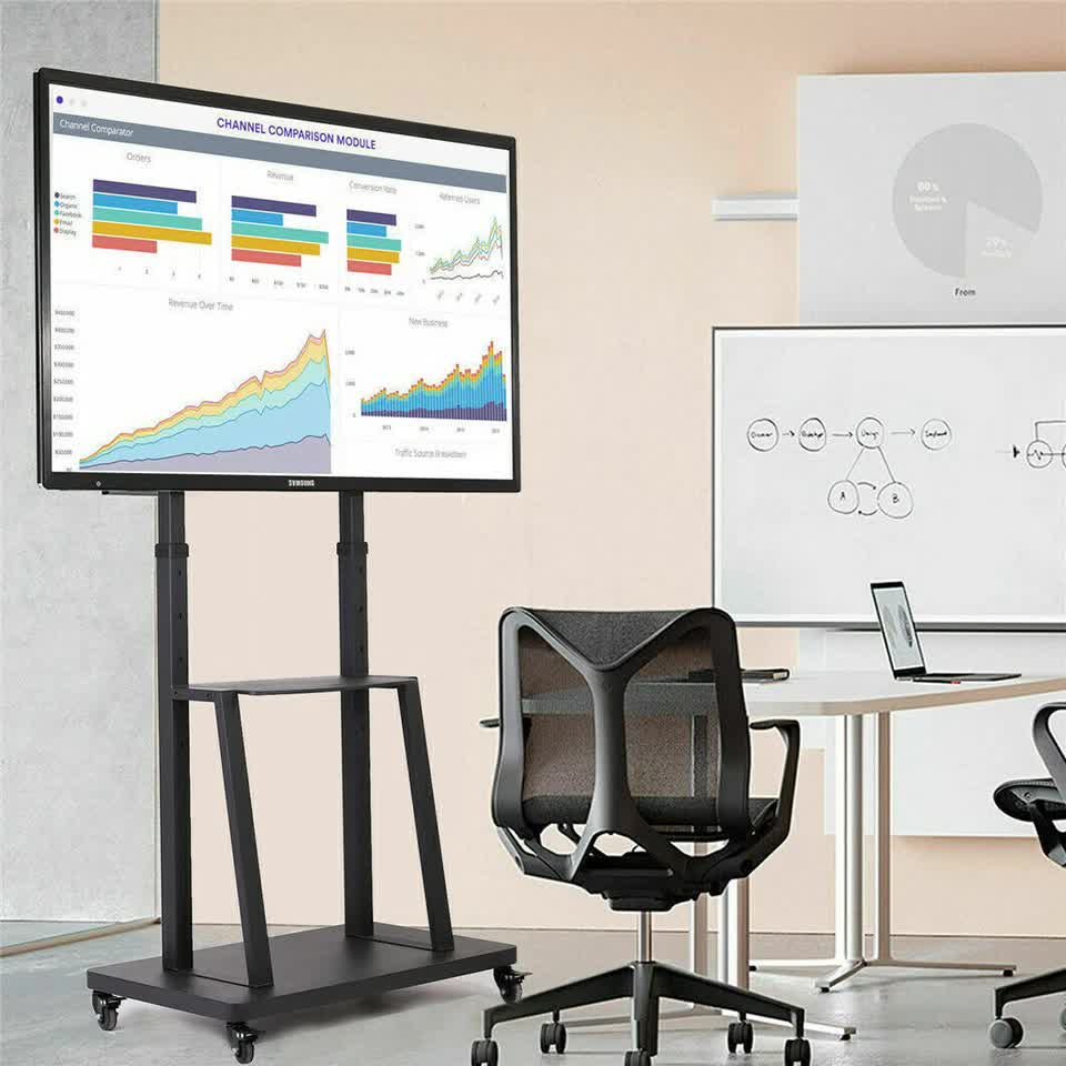 Rolling TV Floor Mount Stand 32"–80" – Mobile Bracket VESA 600×400 65kg