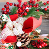 Christmas Wreath with Pine Cones, Red Berries, and Festive Bow