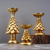 Set of 3 Gold Christmas Tree Candle Holders decor