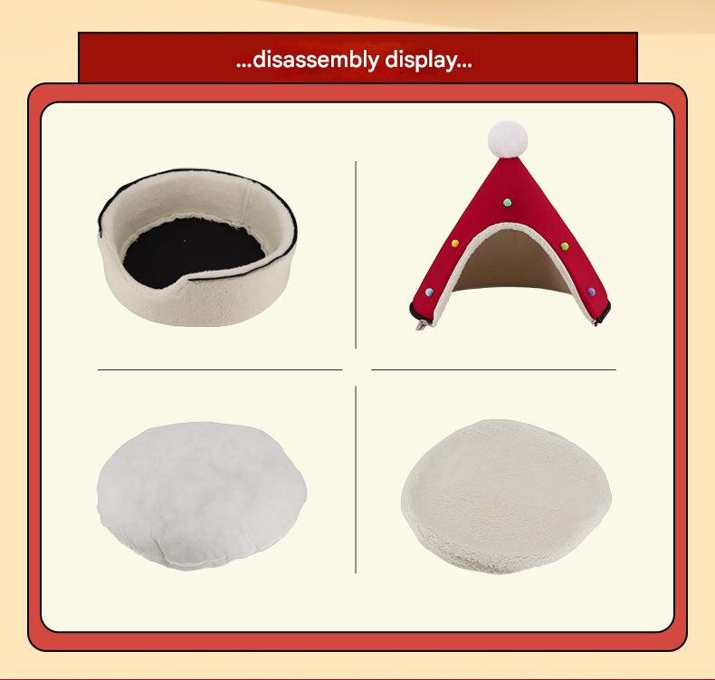 Festive Detachable Pet House - Cozy Green Decor (S - 37x46cm)