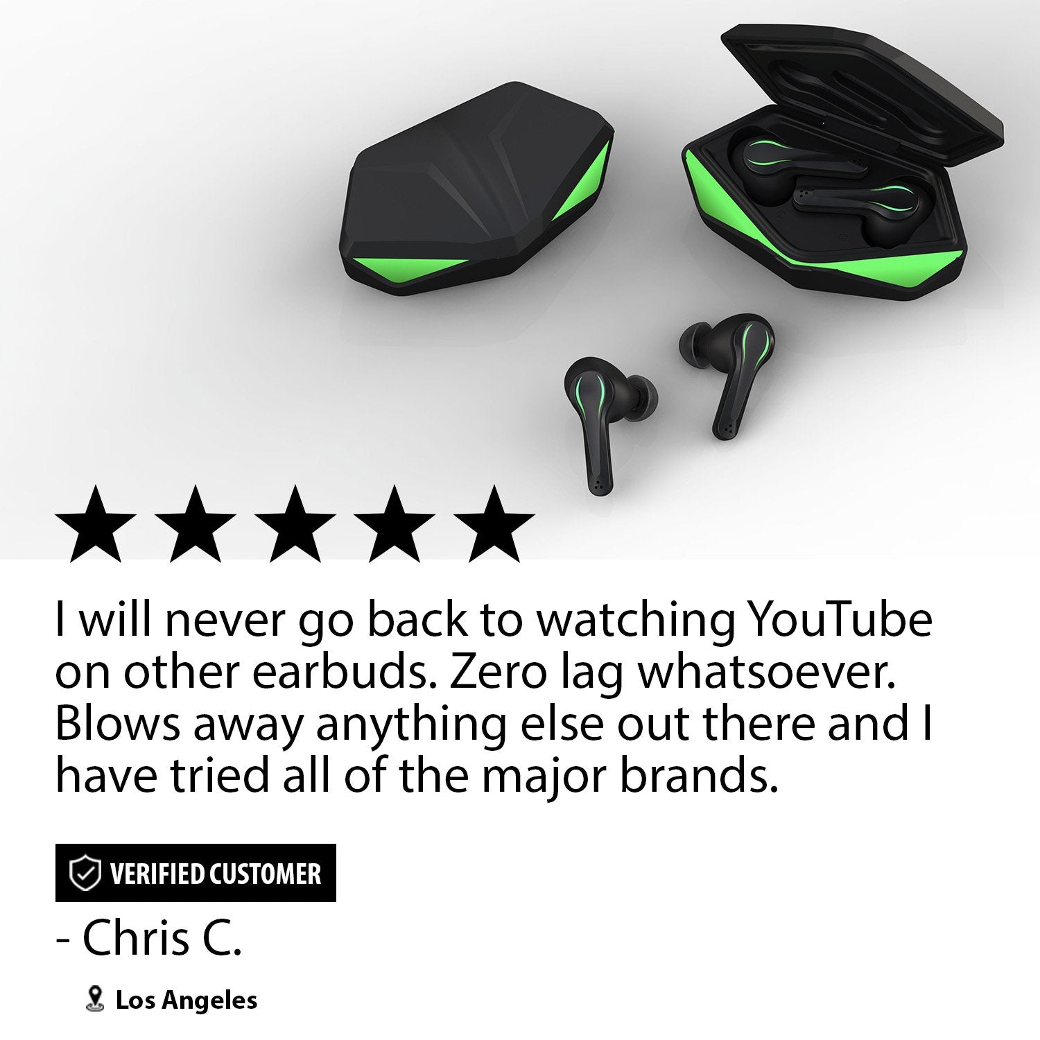 Nuraboost Edge Gaming Earbuds – Ultra Low Latency, Bluetooth 5.0 (Matte Black)