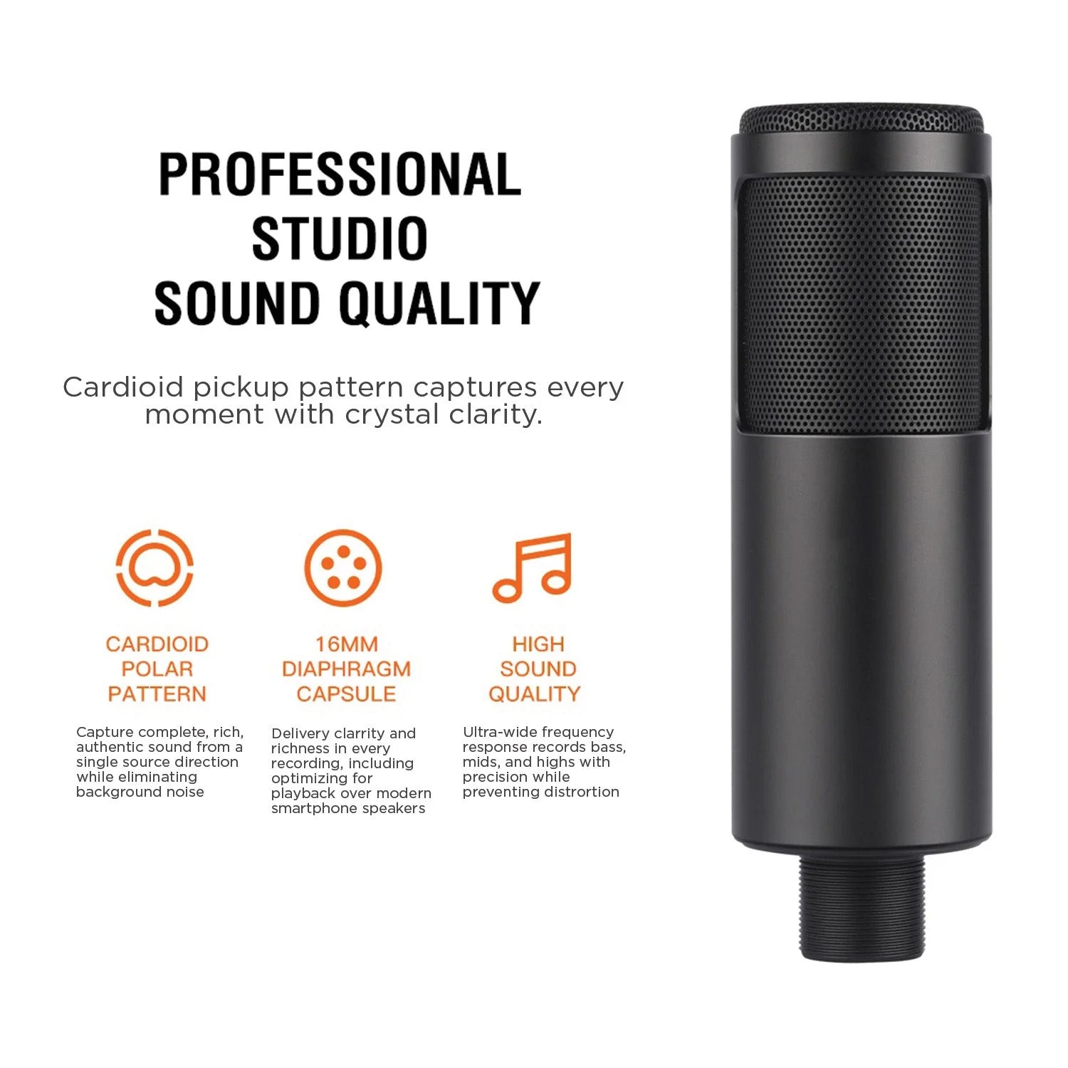 Sonictrek Studio USB Microphone – Streaming & Podcast Mic with Desk Tripod