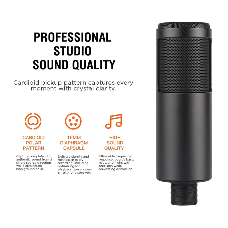Sonictrek Studio USB Microphone – Streaming & Podcast Mic with Desk Tripod