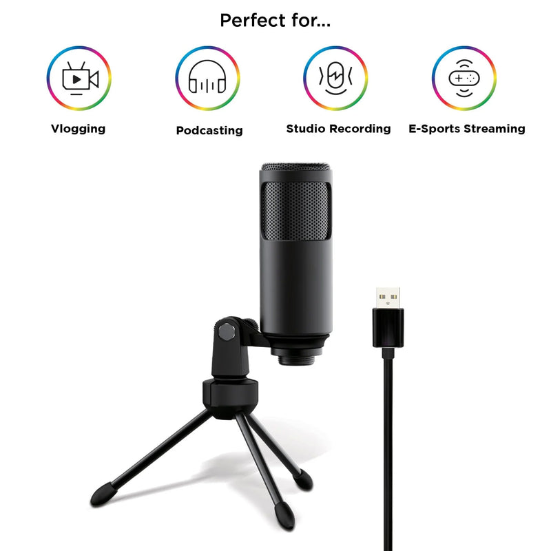 Sonictrek Studio USB Microphone – Streaming & Podcast Mic with Desk Tripod