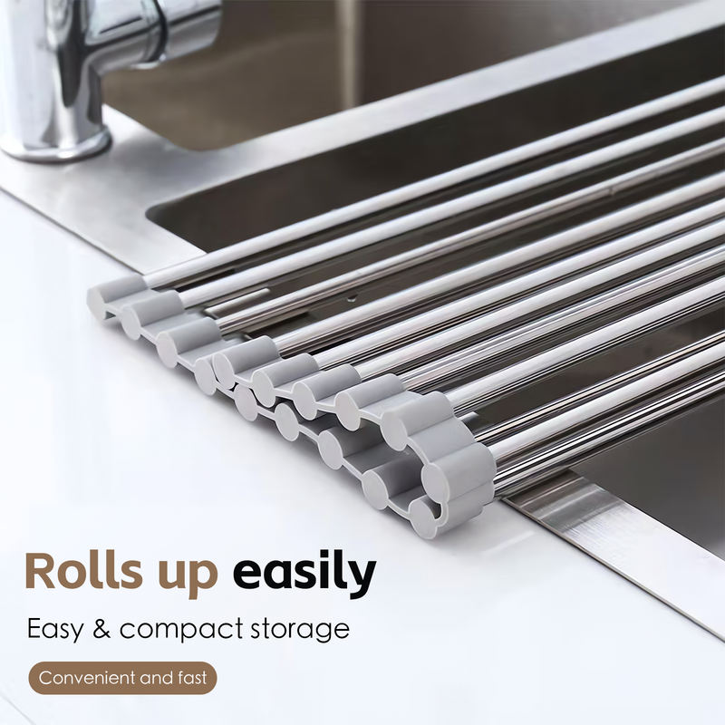 Silver Over-Sink Dish Drying Rack