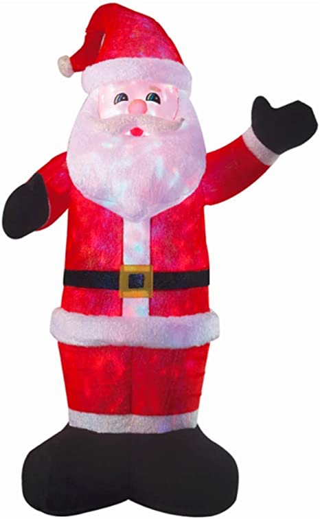Deluxe 8ft Inflatable Plush Santa – With Disco Lights