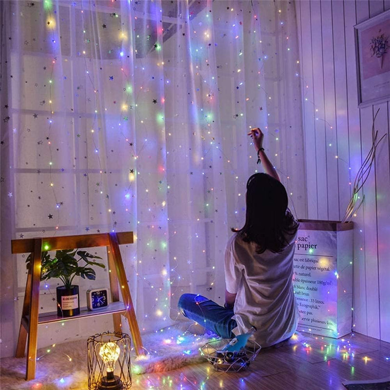 400 Low Voltage LED Curtain Lights 8 Functions 1.9x2M Multicolor