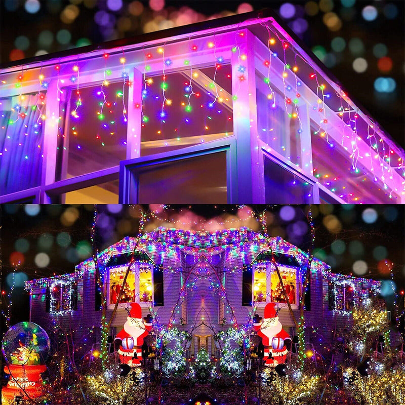 400 Low Voltage LED Curtain Lights 8 Functions 1.9x2M Multicolor