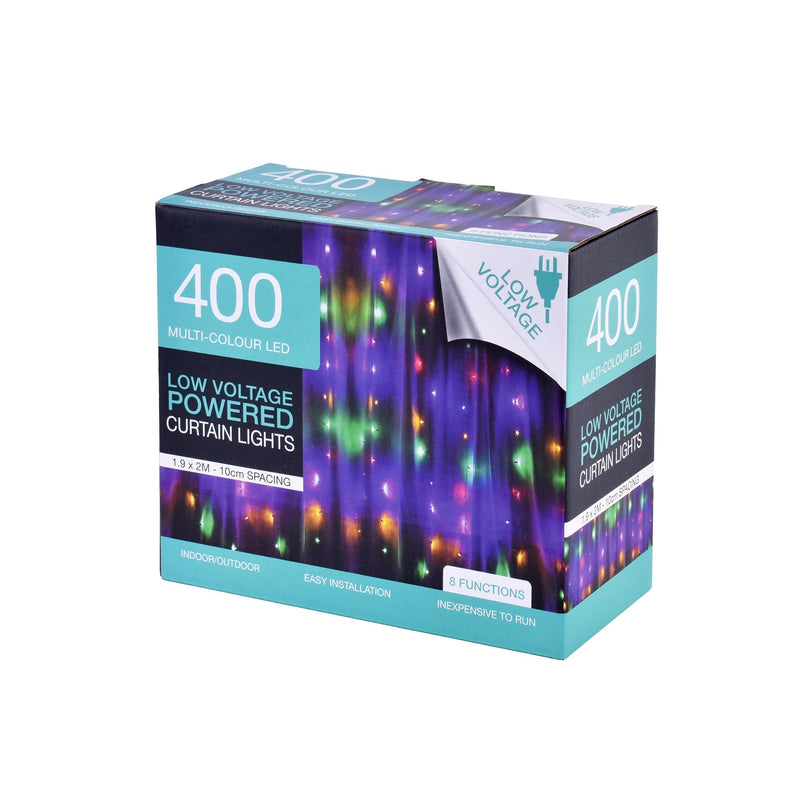 400 Low Voltage LED Curtain Lights 8 Functions 1.9x2M Multicolor