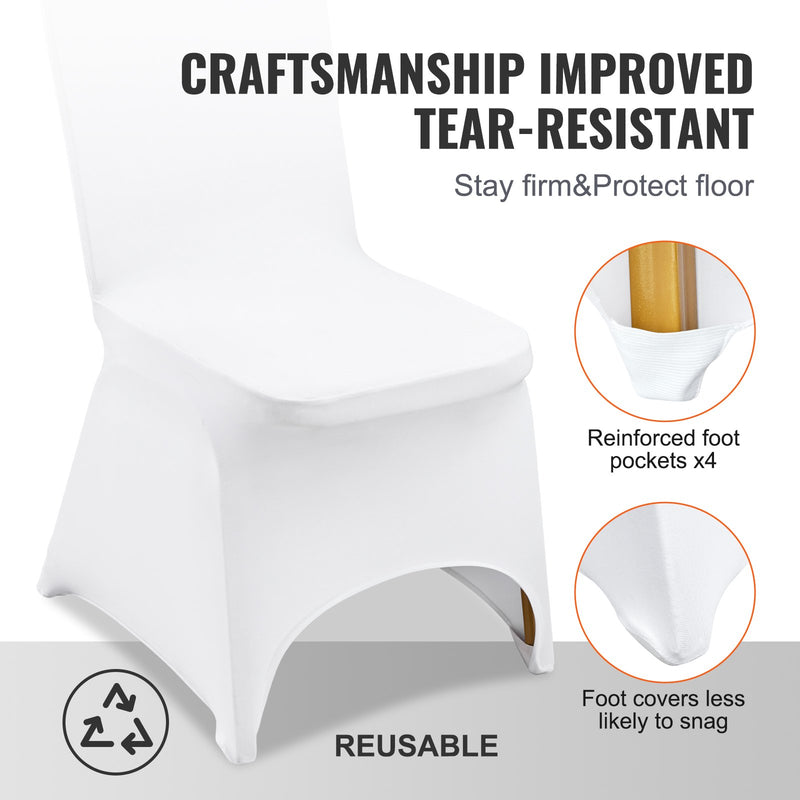 VEVOR Stretch Spandex Folding Chair Covers – White, 100 Pack