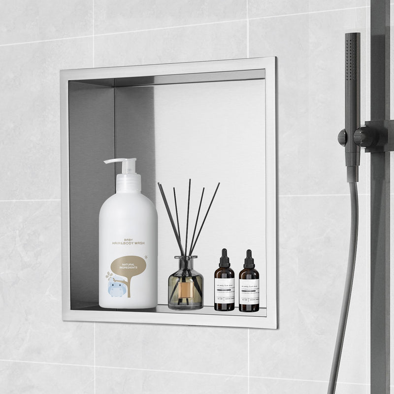 VEVOR 33x33cm Stainless Steel Double Shelf Shower Niche