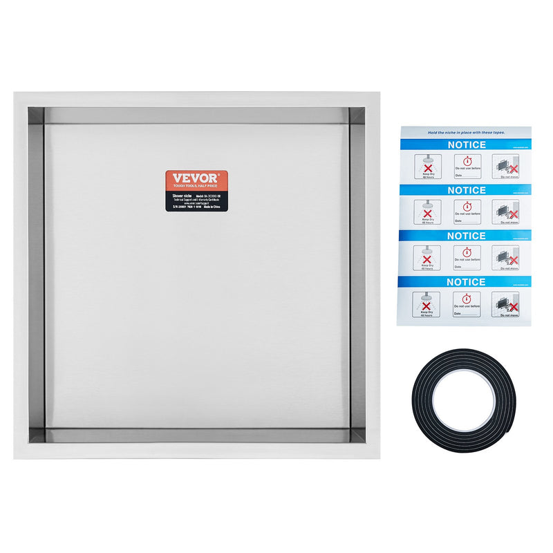 VEVOR 33x33cm Stainless Steel Double Shelf Shower Niche