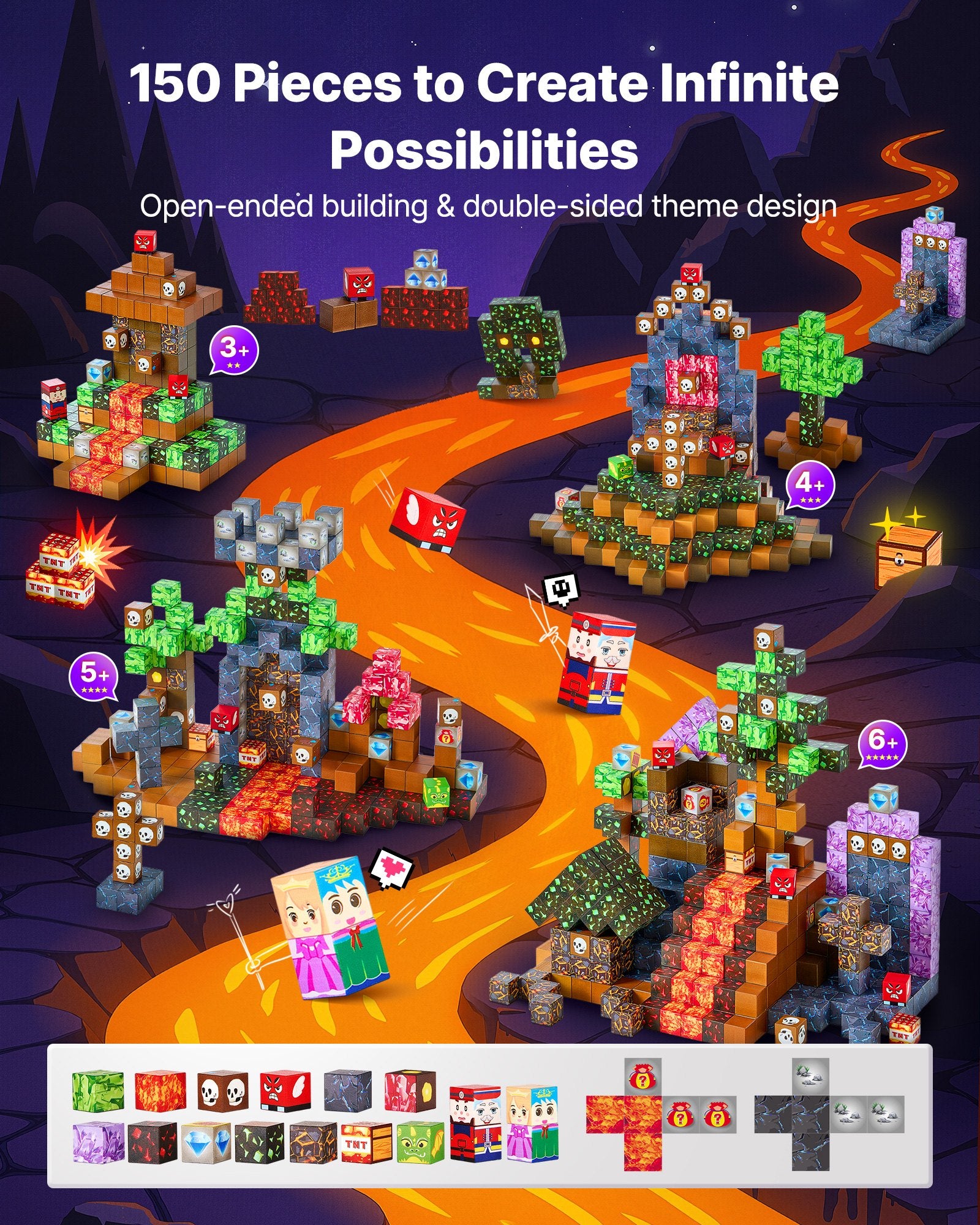 150PCS Magnetic Blocks Dark Castle Set