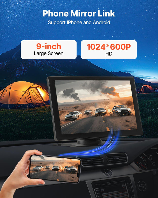 VEVOR CarPlay Touchscreen Car Stereo + Backup Camera