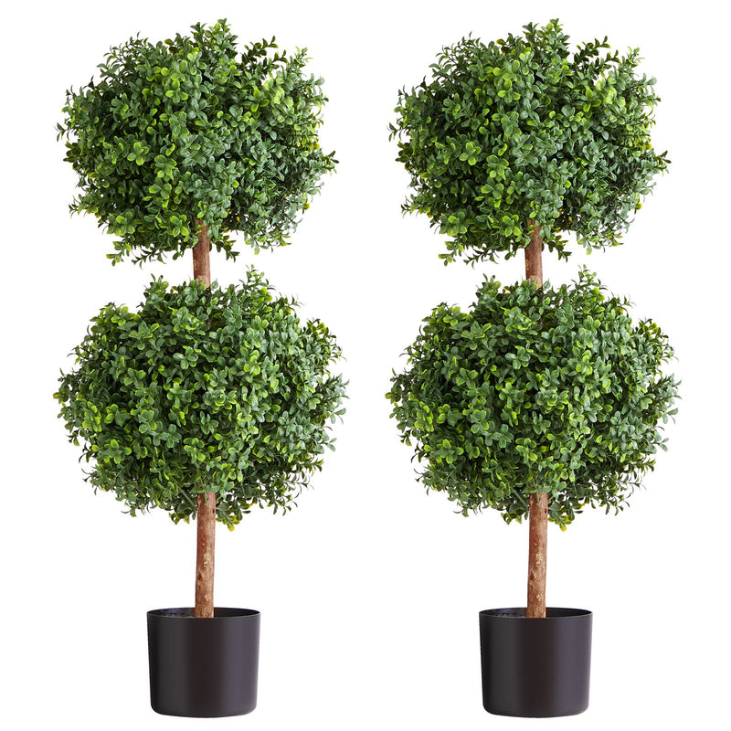 VEVOR Artificial Boxwood Double Ball Topiary Trees 2PCS 91cm Indoor Outdoor Decor