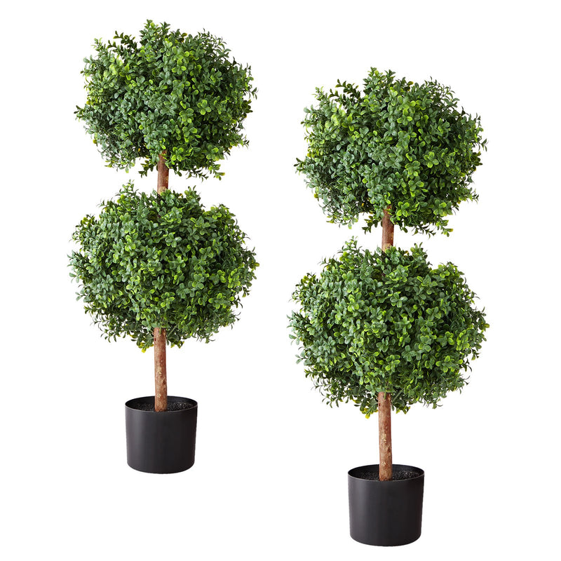 VEVOR Artificial Boxwood Double Ball Topiary Trees 2PCS 91cm Indoor Outdoor Decor