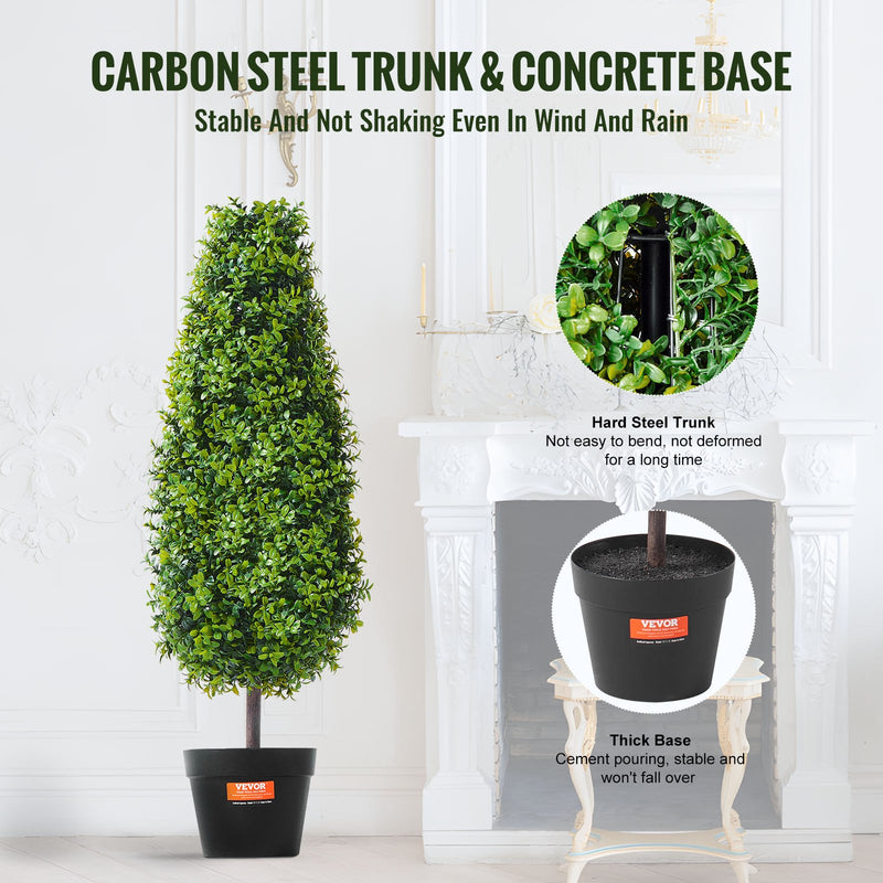VEVOR 2 Pack 91.4cm Artificial Boxwood Topiary Tree Faux Plant UV Decor In/Outdoor