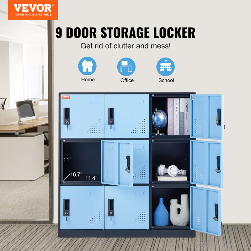 9-Door Metal Storage Cabinet – Black