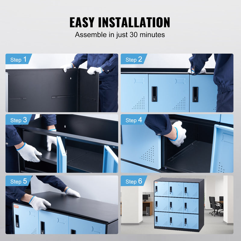 9-Door Metal Storage Cabinet – Black