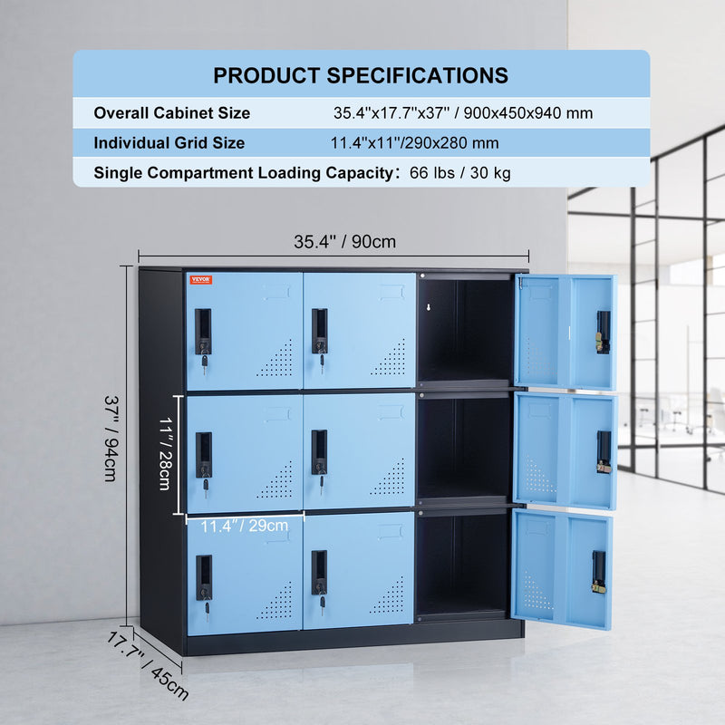 9-Door Metal Storage Cabinet – Black