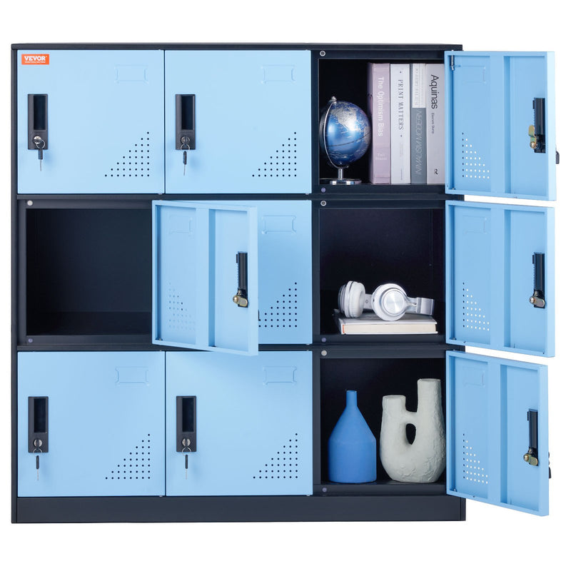 9-Door Metal Storage Cabinet – Black