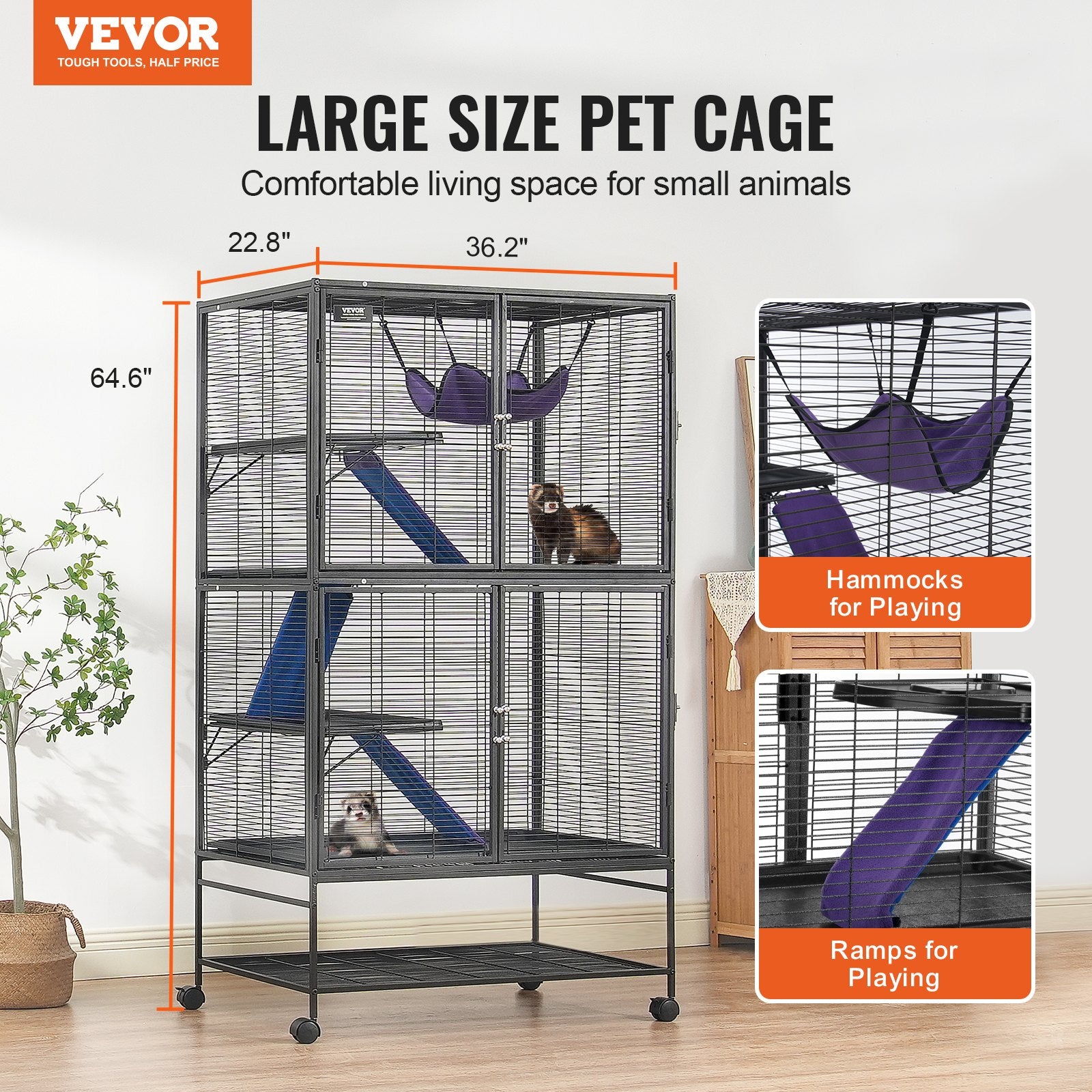 64.6" 4-Tier Metal Small Animal Cage