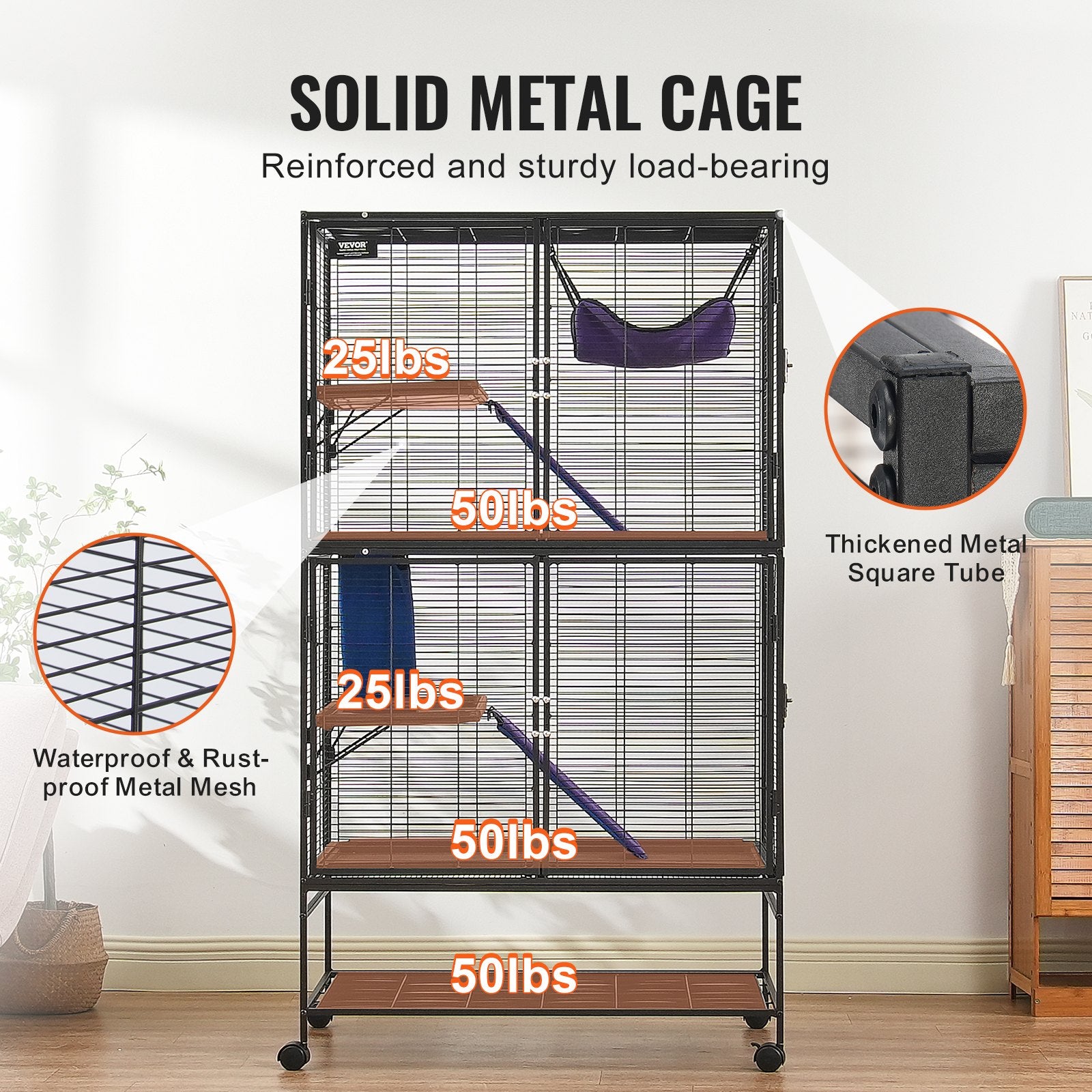 64.6" 4-Tier Metal Small Animal Cage