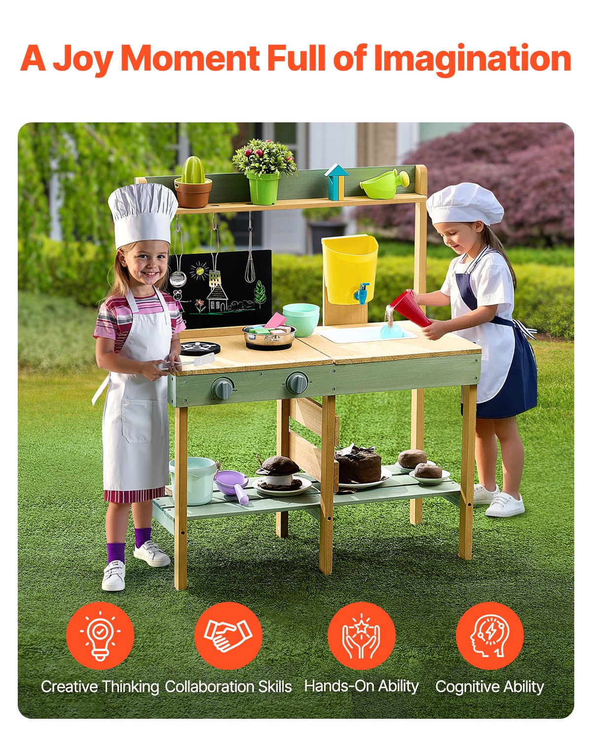 Wooden Mud Kitchen Playset for Kids