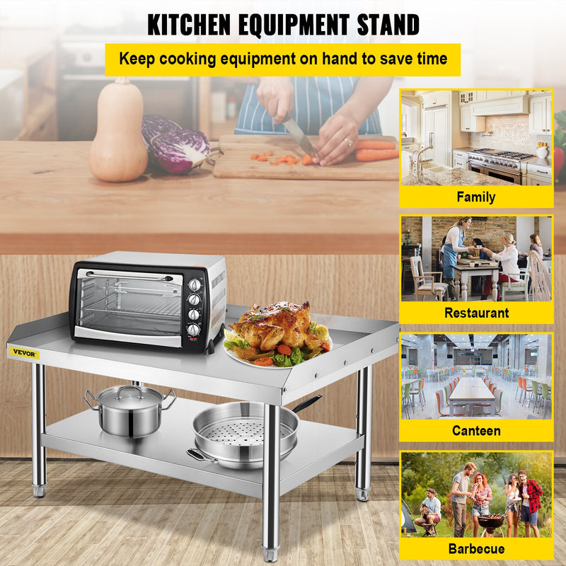 VEVOR Stainless Steel Grill Prep Table 122x76cm with Adjustable Undershelf