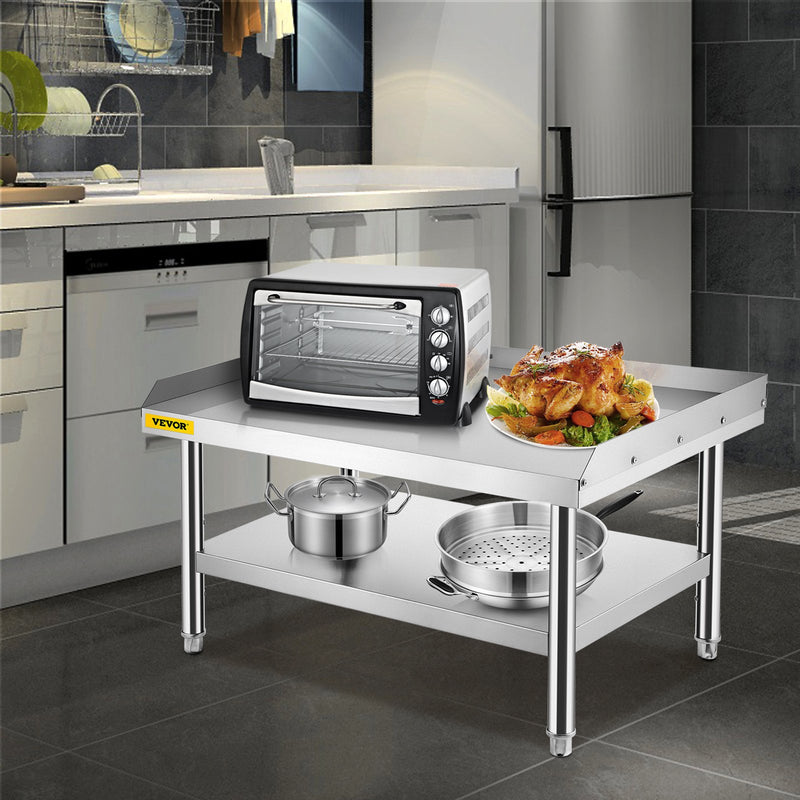 VEVOR Stainless Steel Grill Prep Table 122x76cm with Adjustable Undershelf