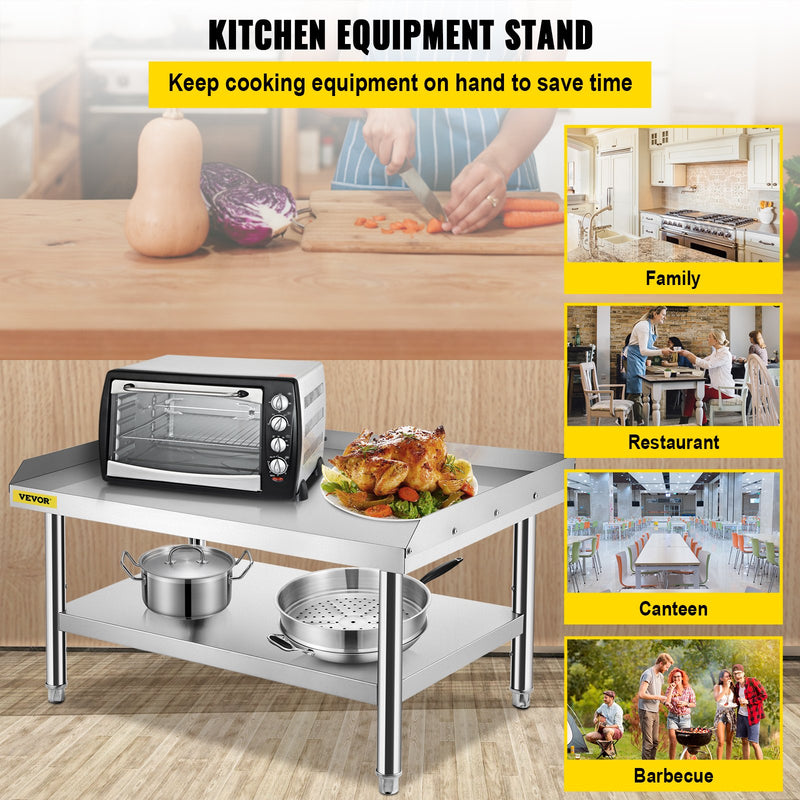 VEVOR Stainless Steel Grill Prep Table 152x76cm with Adjustable Undershelf