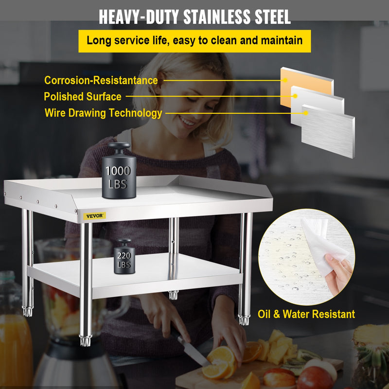 VEVOR Stainless Steel Grill Prep Table 152x76cm with Adjustable Undershelf