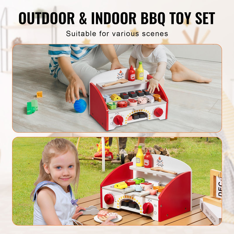 26PCS Kids Wooden B.B.Q Playset