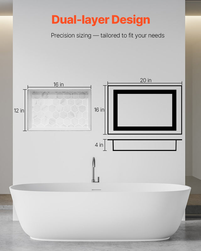 Shower Niche 40.6x50.8x10.2cm Recessed Shelf