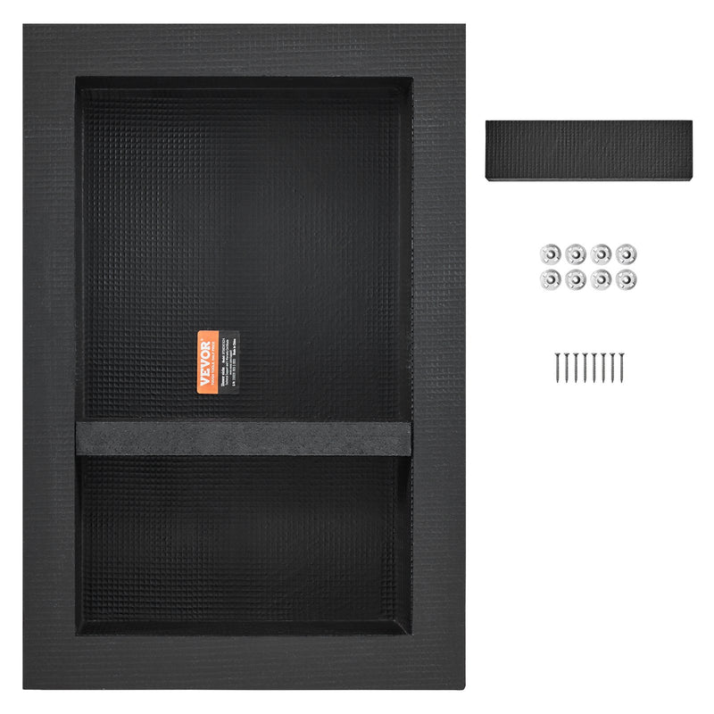Shower Niche 40.6x61cm Ready for Tile Double Shelf, Black