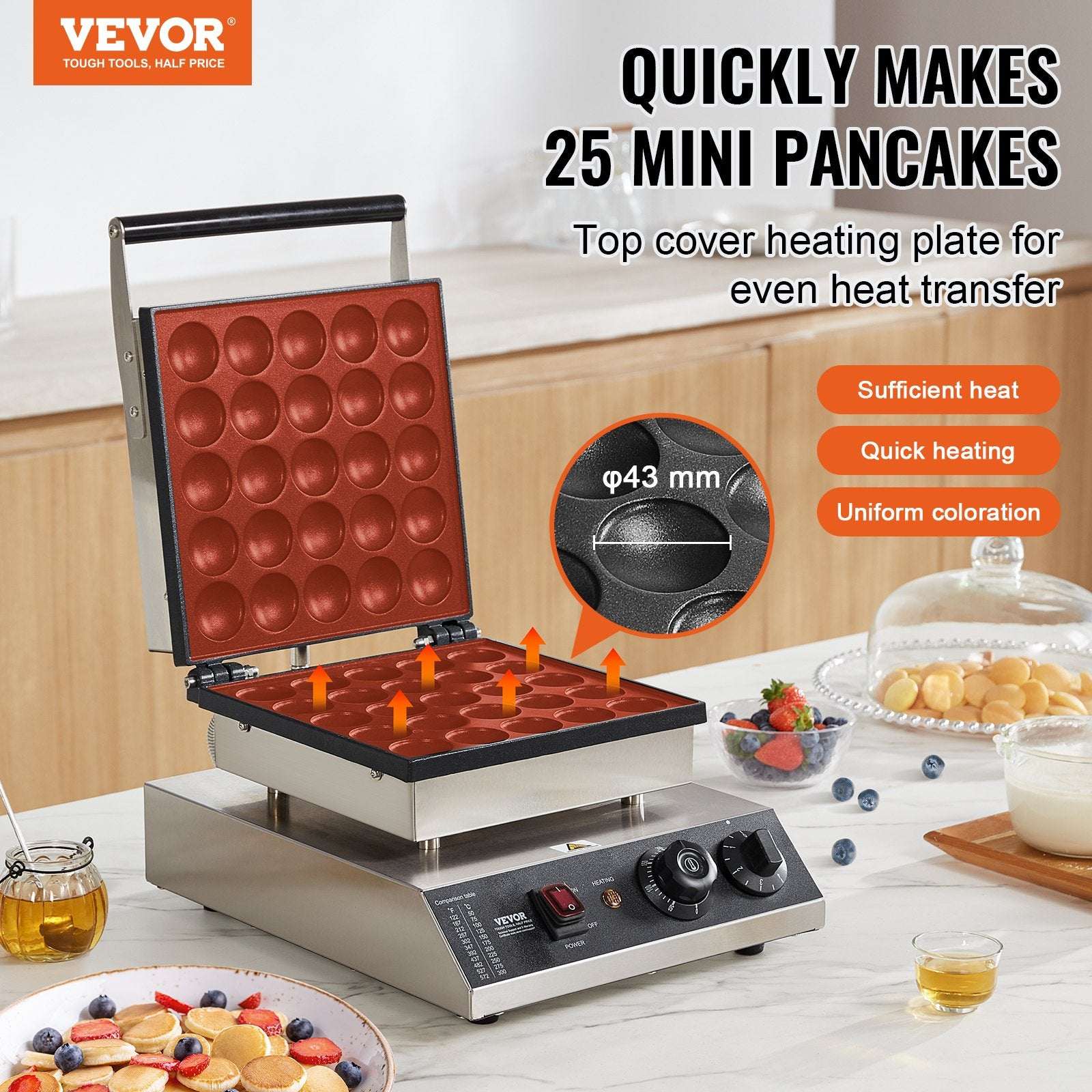 VEVOR Commercial Dorayaki Baker 25PCS 1700W