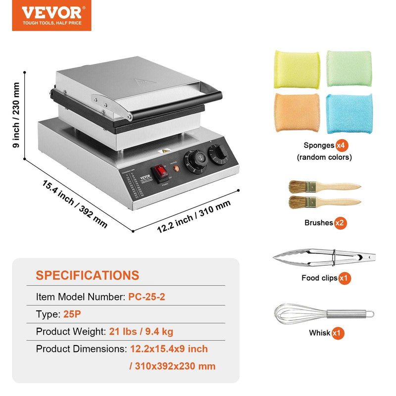 VEVOR Commercial Dorayaki Baker 25PCS 1700W