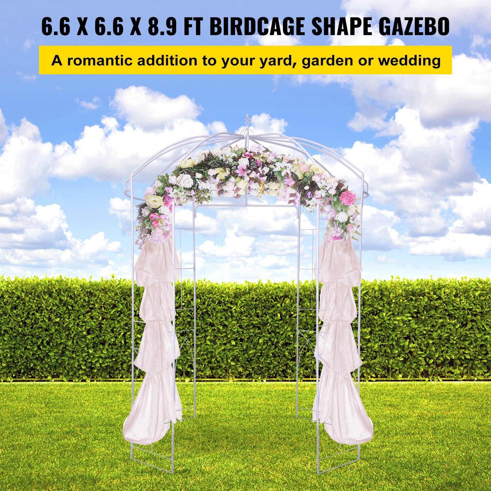 VEVOR Birdcage Wedding Arch Arbor – White Wrought Iron