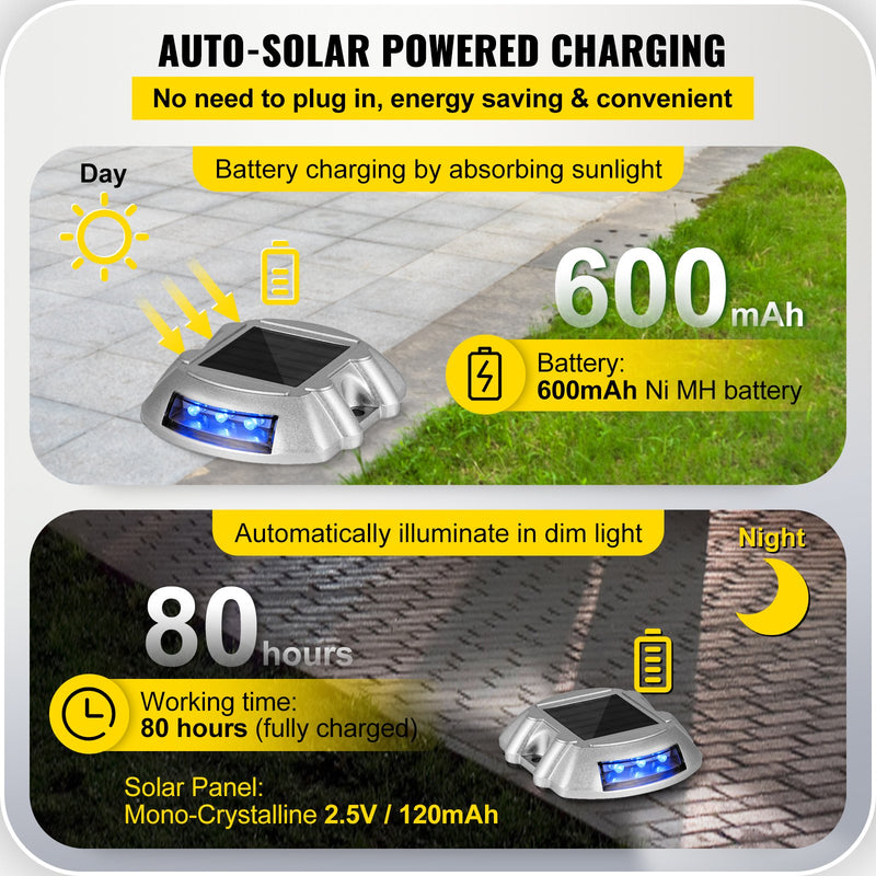 VEVOR Solar Driveway Lights 16 Pack Blue LED