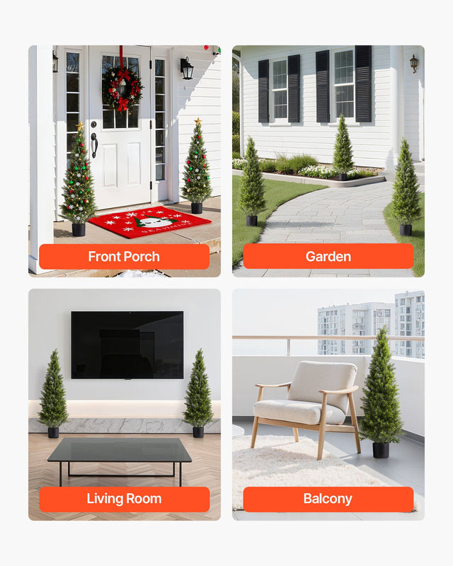 VEVOR Artificial Cedar Topiary Trees 1219mm – 2 Set