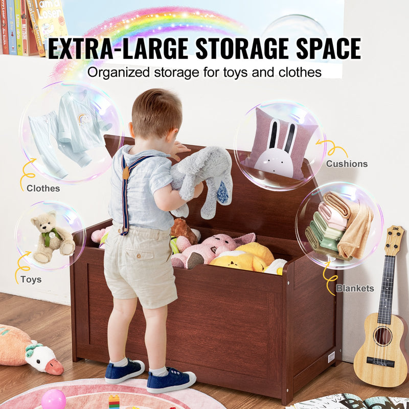 Wooden Kids Toy Storage Bench – Cherry Finish