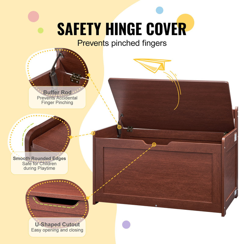 Wooden Kids Toy Storage Bench – Cherry Finish