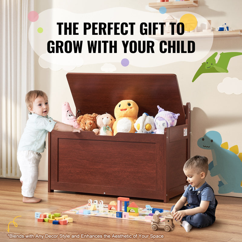Wooden Kids Toy Storage Bench – Cherry Finish